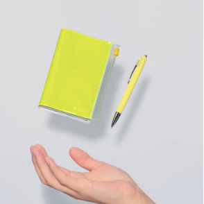 Petit carnet zippé jaune fluo