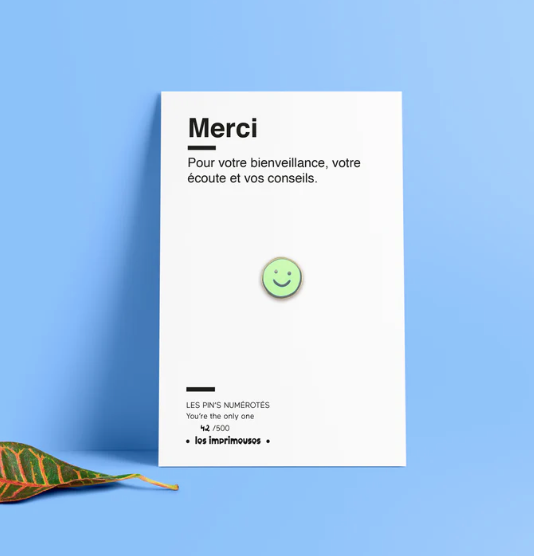 Pin's Merci - smiley vert