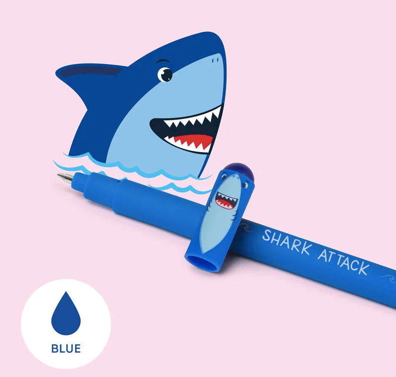 Stylo effaçable bleu - Requin