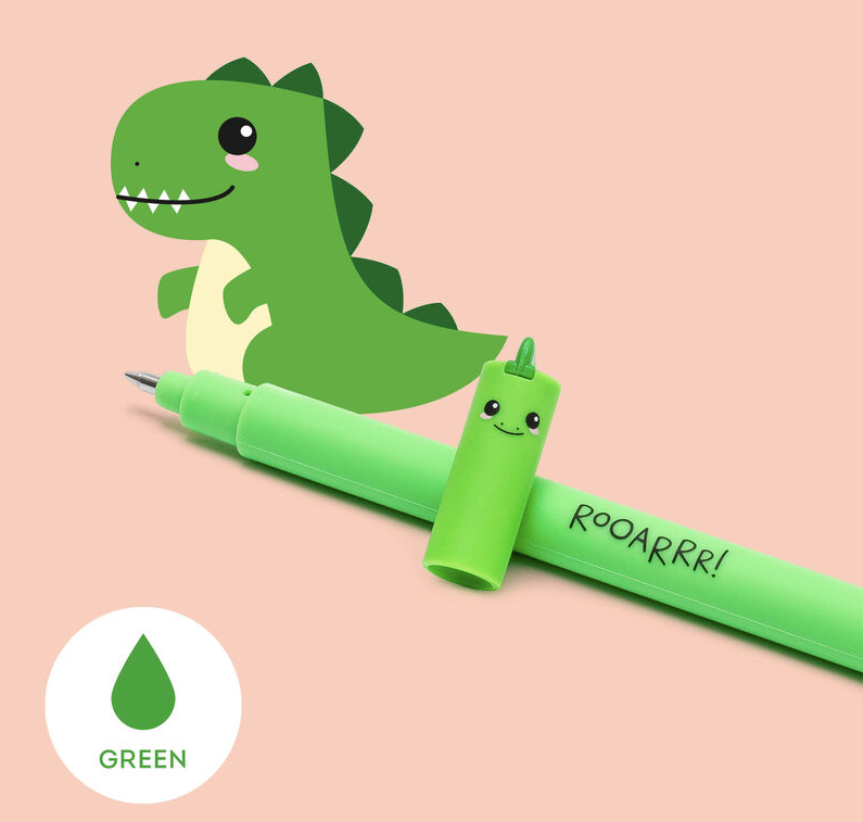 Stylo effaçable vert - Dinosaure
