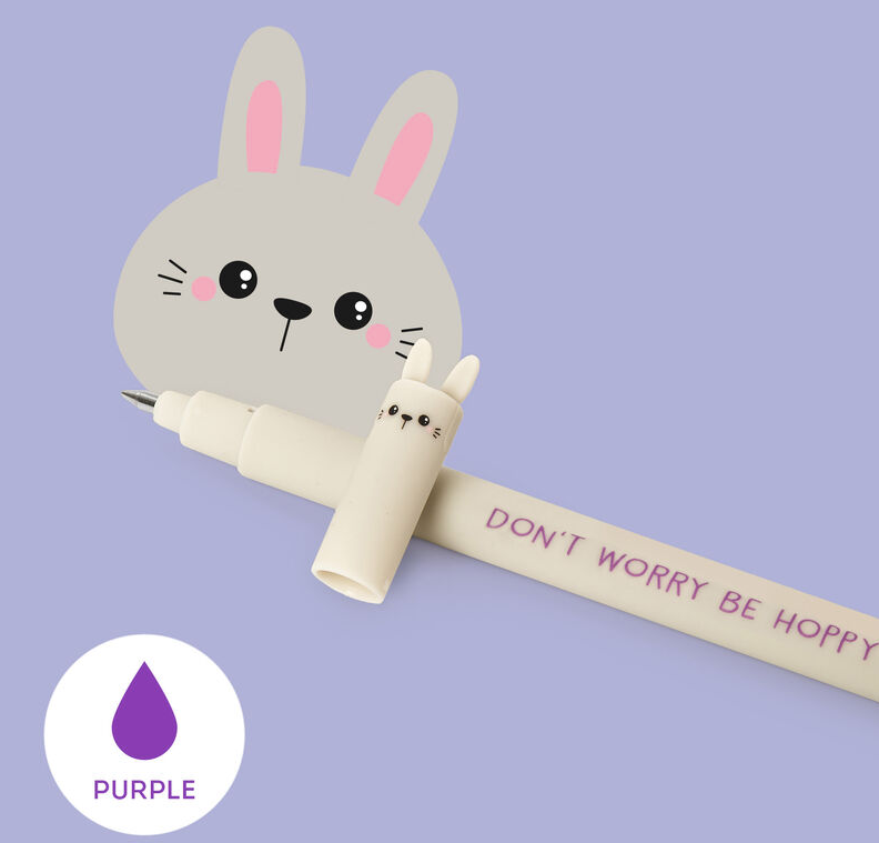 Stylo effaçable mauve - Lapin
