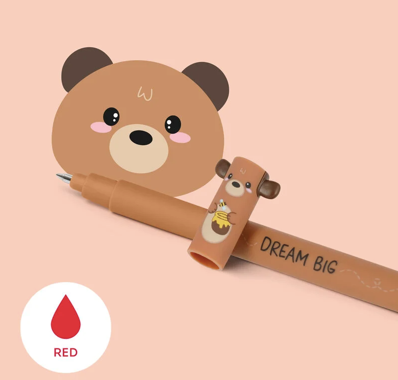 Stylo effaçable rouge - Ourson