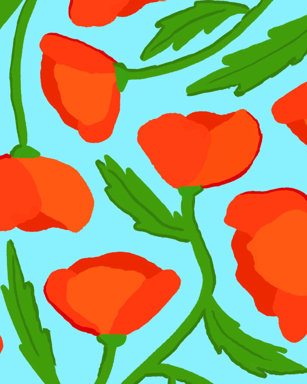 Eventail "poppies"