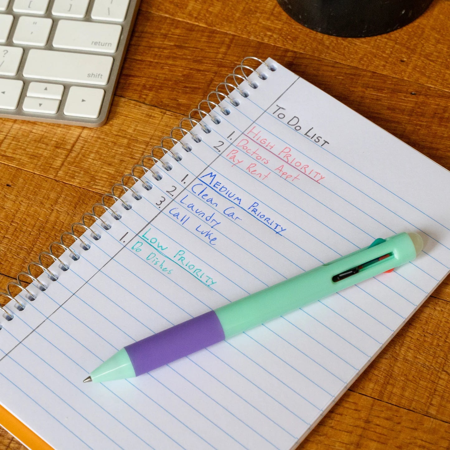 Stylo 4 couleurs effaçables - mint/mauve
