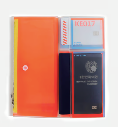 Portefeuille voyage orange / bleue