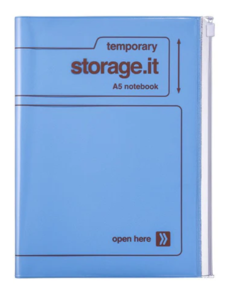 Carnet A5 avec couverture zippée - bleu ciel