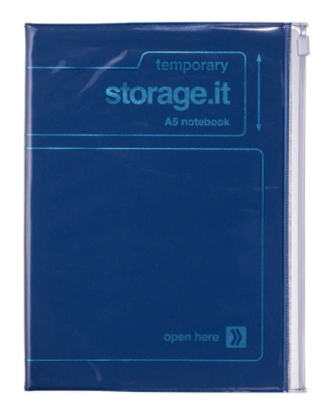 Carnet A5 avec couverture zippée - bleu marine