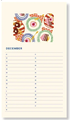 Calendrier d'anniversaires - motif floral