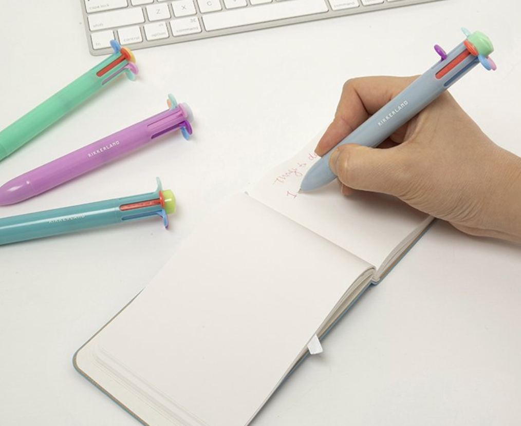 Stylo Fleur - 6 couleurs / Bleu