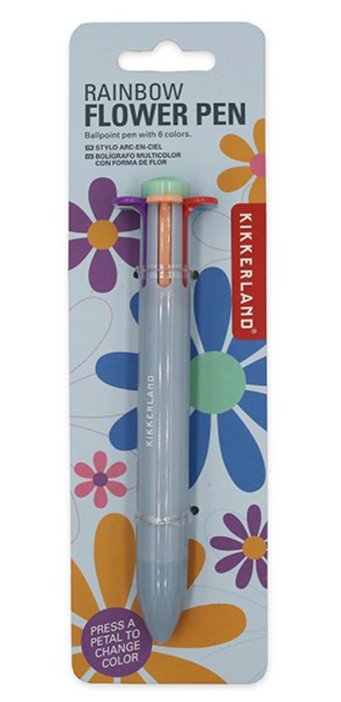Stylo Fleur - 6 couleurs / Bleu