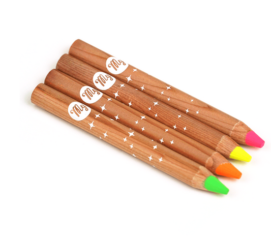 Lot de 4 surligneurs fluo en bois