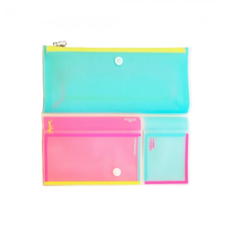 Portefeuille voyage mint / rose